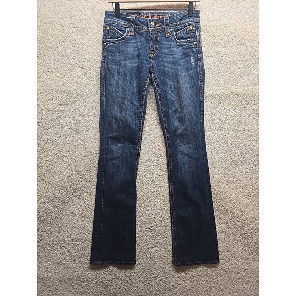 Rock Revival Patti Boot Cut Studs Womens Jeans Staight 28 Low Rise - Picture 2 of 16